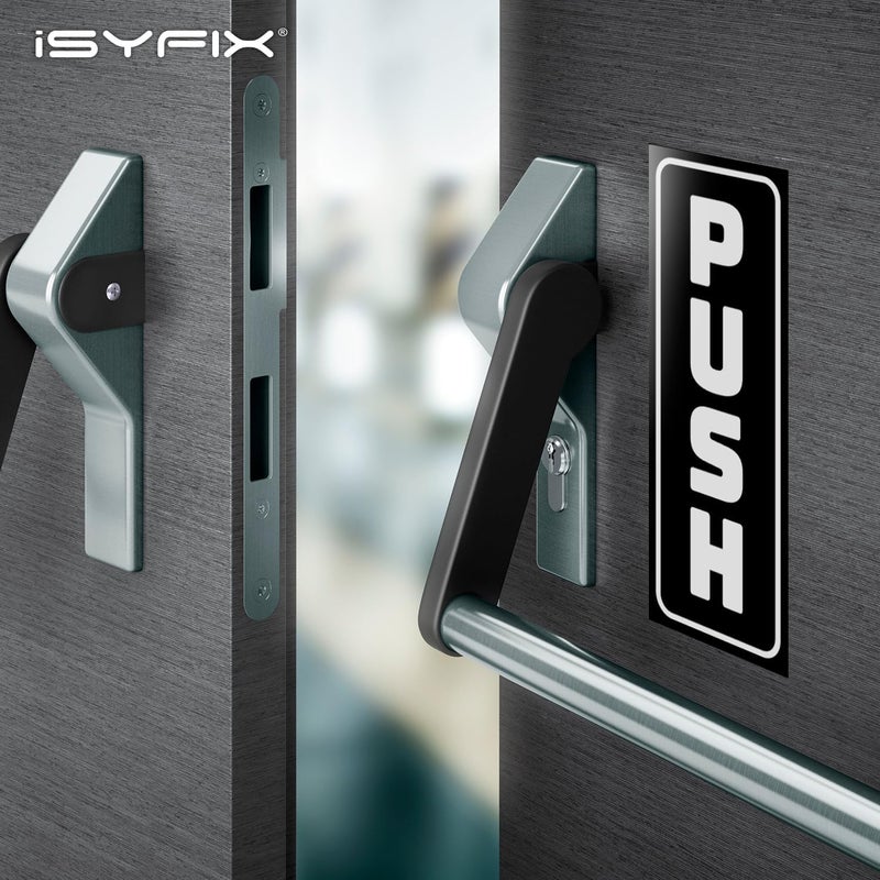 iSYFIX Push Pull Stickers Sign - 2 Pack 2.4x6 inch - Vertical Decal Self-Adhesive, Black/White Vinyl Sticker for Doors in Business, Stores, Cafes, Shops & More. Indoor and Outdoor use. - Image 3